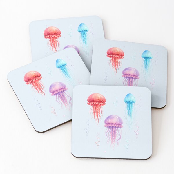 Item preview, Kawaii Jellyfish Trio Watercolor Pattern designed and sold by DariaCraft.