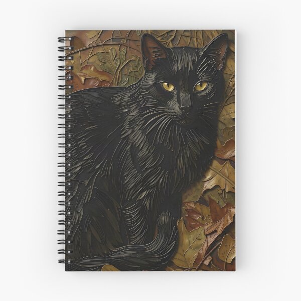 Item preview, Textured Black Cat in Leaves designed and sold by Reclining Buddha Cat.