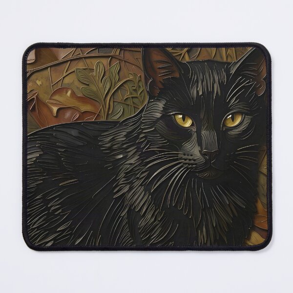 Item preview, Textured Black Cat in Leaves designed and sold by Reclining Buddha Cat.