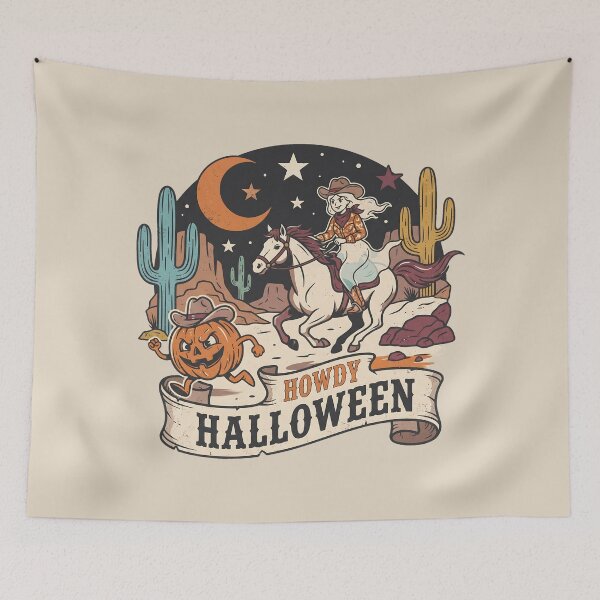 Item preview, Howdy Halloween Western Ghost Cowgirl Pumpkin designed and sold by MythicCotton.