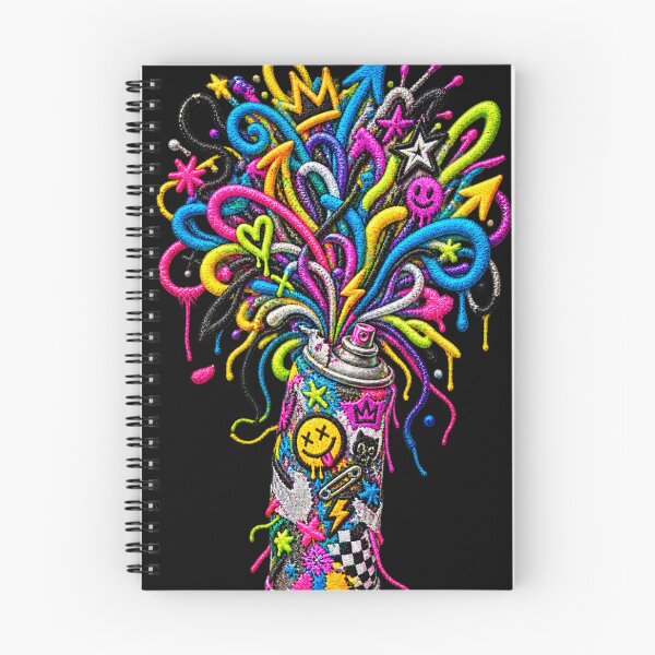 Item preview, Embroidered Graffiti Spray Can with Exploding Neon Thread Art designed and sold by Emoji Emblems.