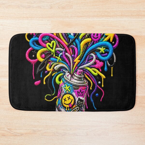 Item preview, Embroidered Graffiti Spray Can with Exploding Neon Thread Art designed and sold by Emoji Emblems.