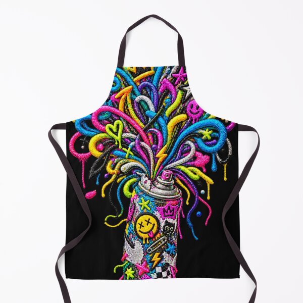Item preview, Embroidered Graffiti Spray Can with Exploding Neon Thread Art designed and sold by Emoji Emblems.