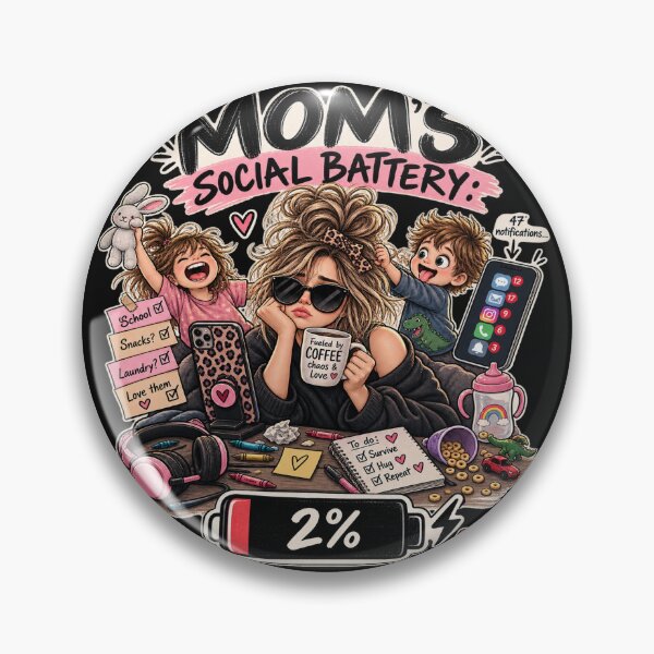 Artikelvorschau, Mamas soziale Batterie 2% – Lustiges Mama-Lebensdesign entworfen und verkauft von Lumvero.