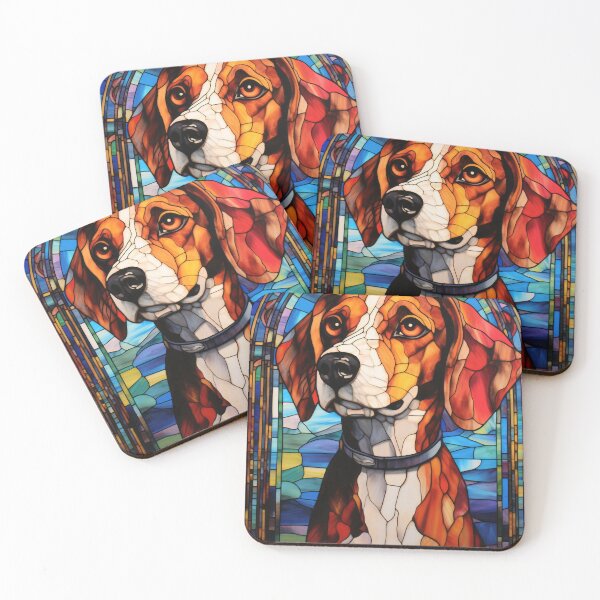 Item preview, Hound Dog Stained Glass Portrait designed and sold by pinkal.
