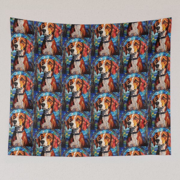 Item preview, Hound Dog Stained Glass Portrait designed and sold by pinkal.