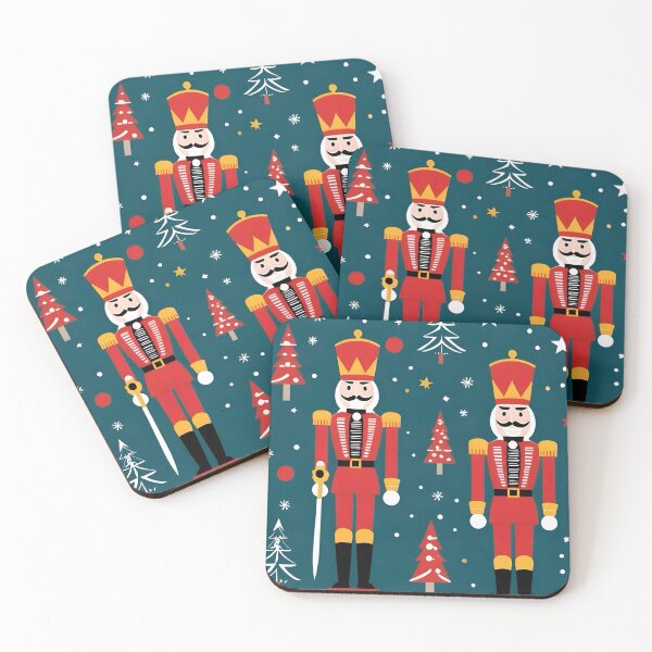 Item preview, Nutcracker Christmas print patter with festive soldiers, on various gift and Christmas card options  designed and sold by cheekylorns.