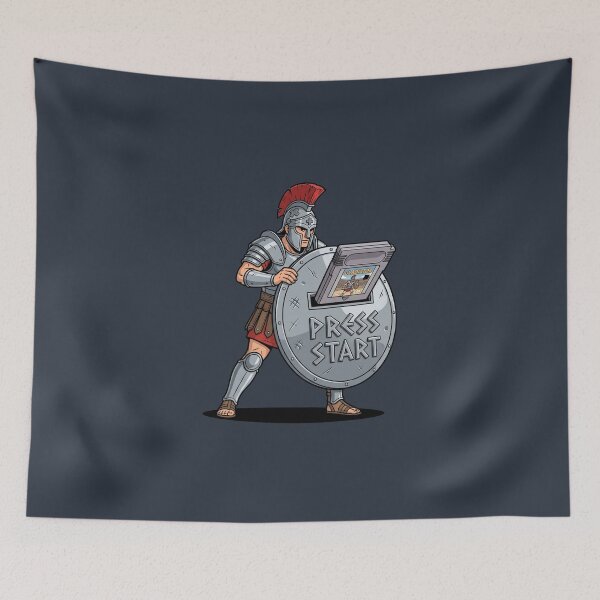 Item preview, Roman Gladiator Shield Retro Game Cartridge Press Start designed and sold by Rare By Hero.