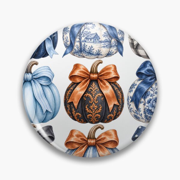 Item preview, Blue Bow Pumpkin Coquette Fall Grid Pattern Design designed and sold by VGAfanatic.