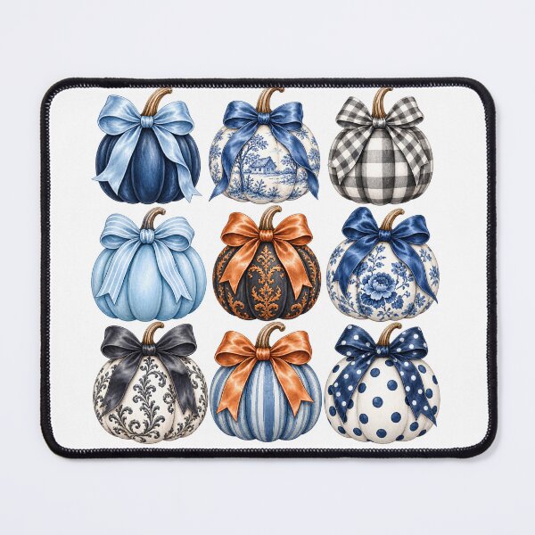 Item preview, Blue Bow Pumpkin Coquette Fall Grid Pattern Design designed and sold by VGAfanatic.