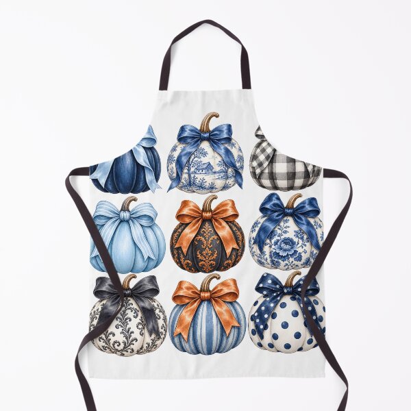 Item preview, Blue Bow Pumpkin Coquette Fall Grid Pattern Design designed and sold by VGAfanatic.