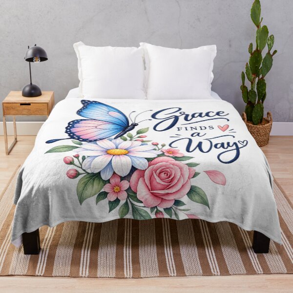 Item preview, Blue Butterfly Grace – Floral Inspirational Artwork designed and sold by ✨ Daily Vibe Studio ✨.