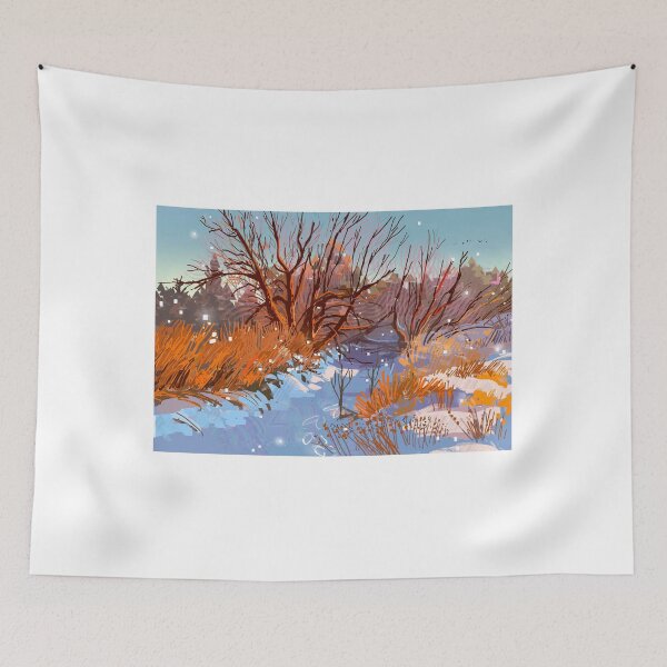 Item preview, Snowy Winter River Landscape Digital Speedpaint designed and sold by BarbeeOneida.