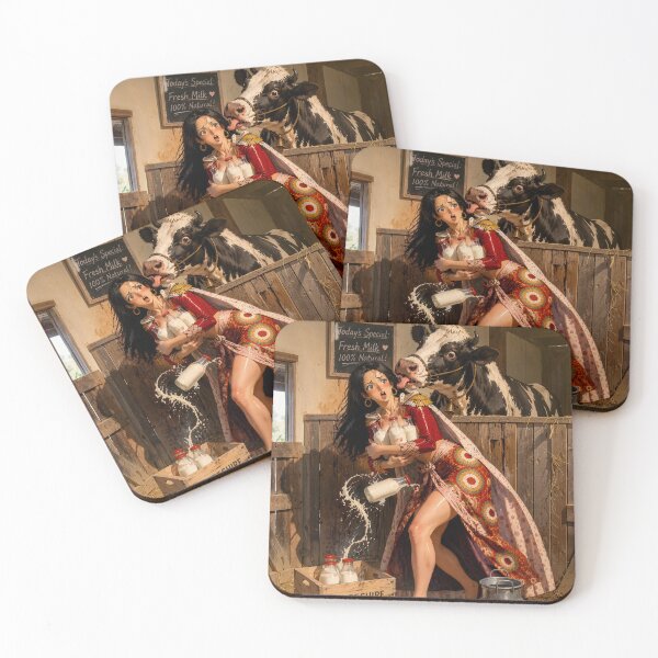 Item preview, Vintage Pin-up "The Milkmaid" designed and sold by East-Blue-Cat.