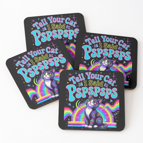 Item preview, Tell Your Cat I Said Pspspsps Trippy Neon Cat designed and sold by Retro Whiskers.