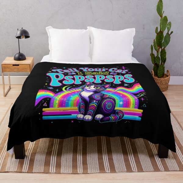 Item preview, Tell Your Cat I Said Pspspsps Trippy Neon Cat designed and sold by Retro Whiskers.