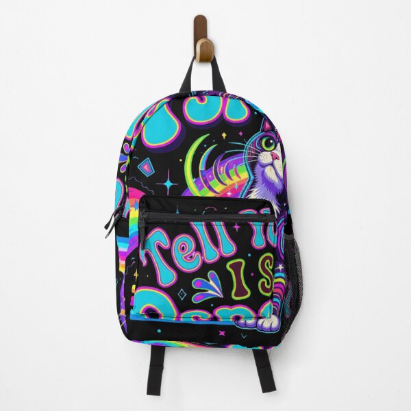 Item preview, Tell Your Cat I Said Pspspsps Trippy Neon Cat designed and sold by Retro Whiskers.