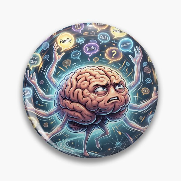 Item preview, Overthinking Brain Multitasking Stress Funny Psychology Art designed and sold by Michaelragheb.