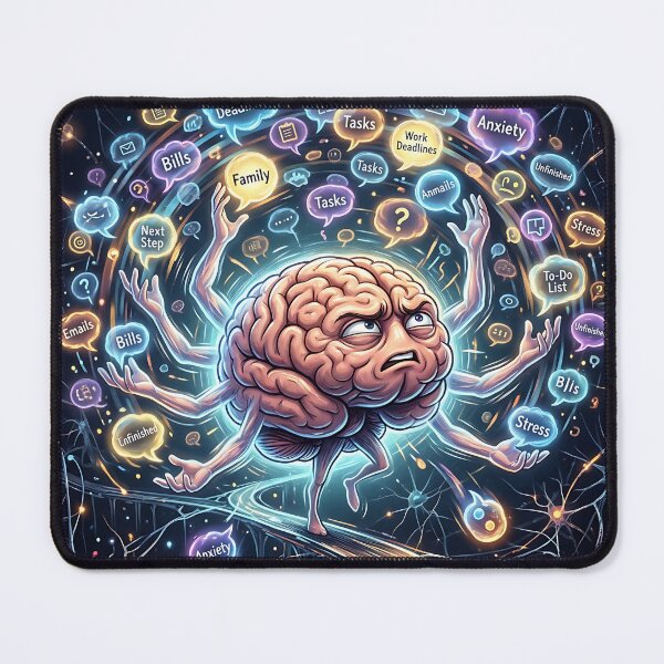 Item preview, Overthinking Brain Multitasking Stress Funny Psychology Art designed and sold by Michaelragheb.