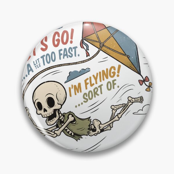 Item preview, Skeleton Flying Large Kite Out Of Control Retro Comic designed and sold by MisteryDesigner.