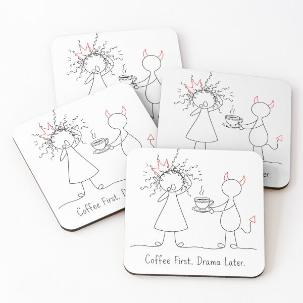 Item preview, Coffee First Drama Later – Funny Coffee Humor – Princess & Devil designed and sold by byMosia.