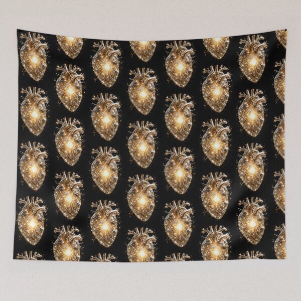 Item preview, Golden Anatomical Heart – Surreal Luxury Gold Glitter Art designed and sold by Ink-verse-.