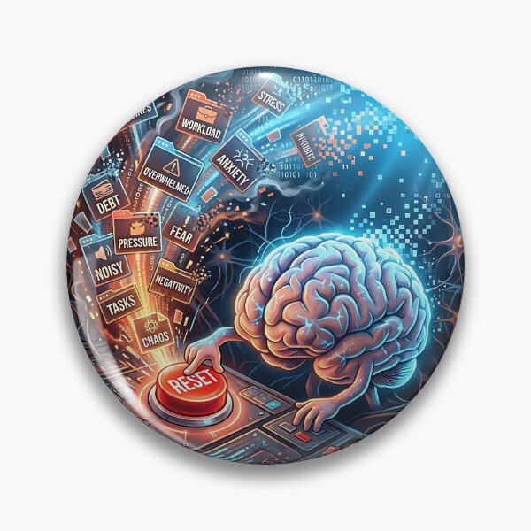 Item preview, Brain Hitting Reset Button Mental Health Art designed and sold by Michaelragheb.