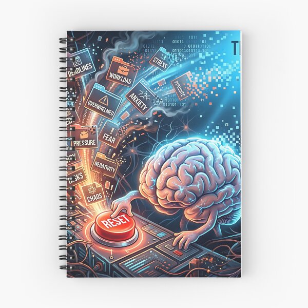 Item preview, Brain Hitting Reset Button Mental Health Art designed and sold by Michaelragheb.