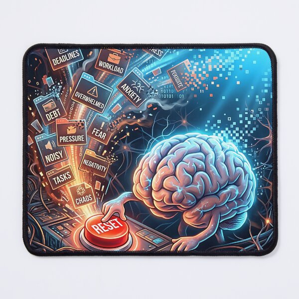 Item preview, Brain Hitting Reset Button Mental Health Art designed and sold by Michaelragheb.