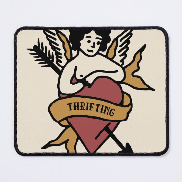 Item preview, Zazzle SEO Title I Love Thrifting Cherub Heart Tattoo Illustration – Vintage Thrift Shopper Design designed and sold by cheekylorns.
