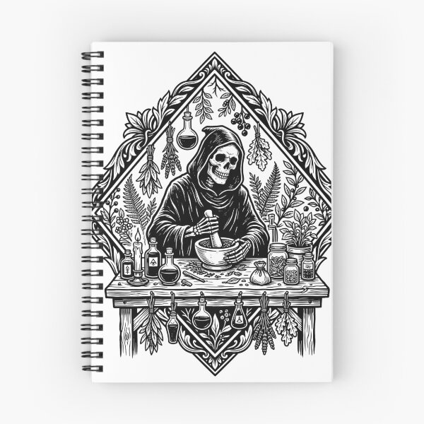 Item preview, Grim Reaper Apothecary Mortar Pestle Herbalist Gothic Ink designed and sold by MisteryDesigner.