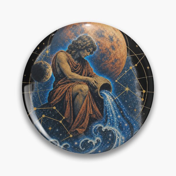 Item preview, Aquarius Zodiac Water Bearer Blood Moon Vintage Astrology Design designed and sold by Cary-s.