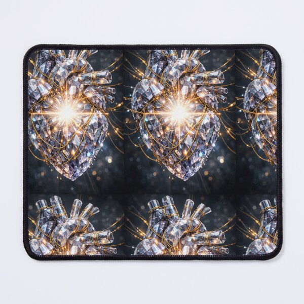 Item preview, Glowing Crystal Heart - Light Within Cyberpunk Art designed and sold by Ink-verse-.