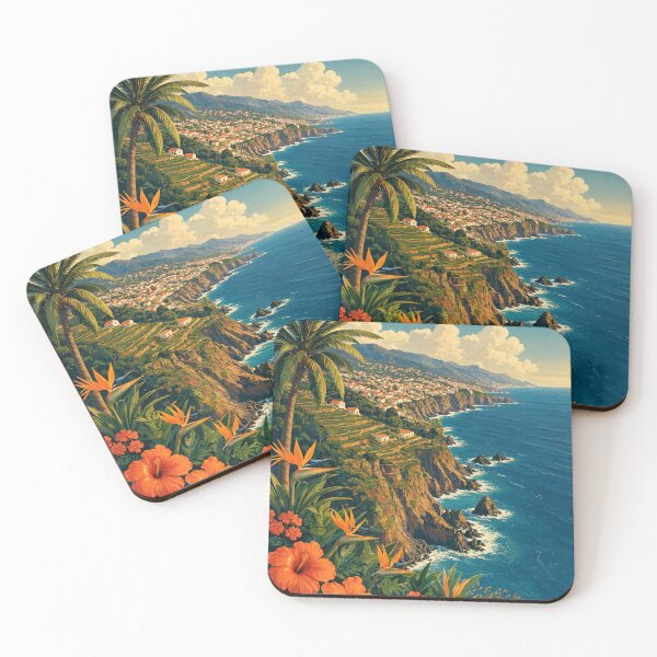 Item preview, Madeira Portugal Vintage Travel Poster Coastal Cliffs designed and sold by JIGUWORLD.