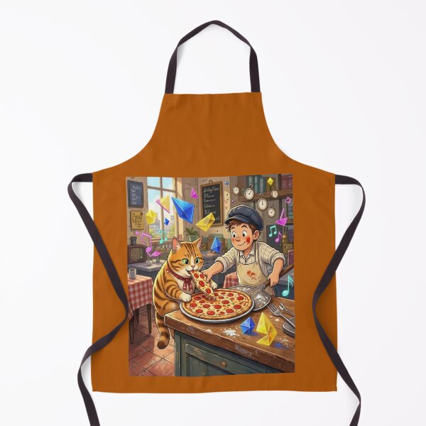 Item preview, Whimsical Pizza Party Cat and Chef Boy Illustration designed and sold by Breezes-of-Ida.
