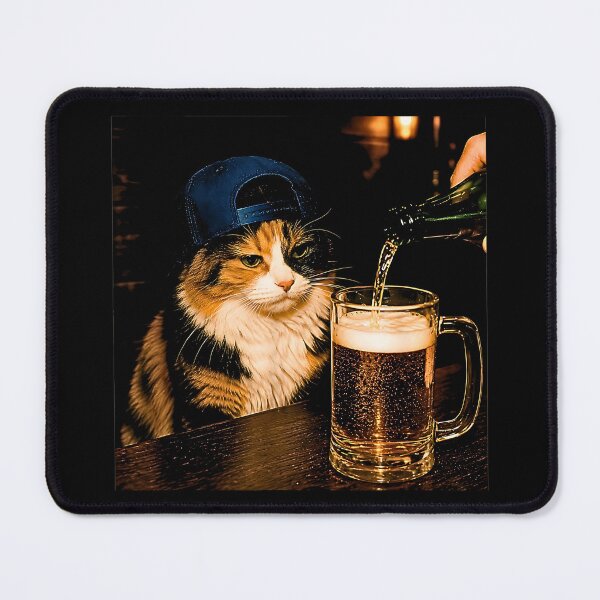 Item preview, Funny Cat Drinking Beer Vintage Retro Graphic Art designed and sold by NinigFox.