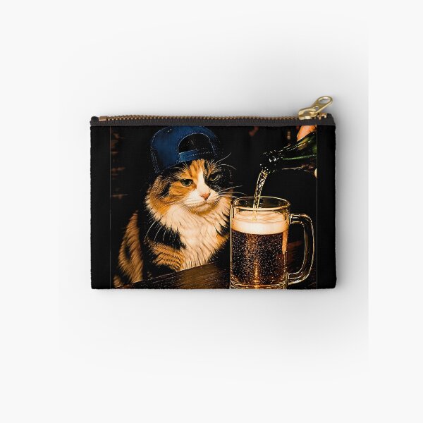 Item preview, Funny Cat Drinking Beer Vintage Retro Graphic Art designed and sold by NinigFox.