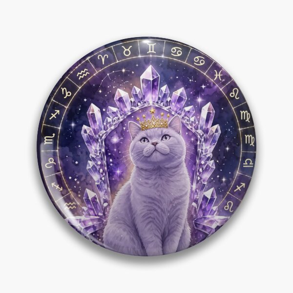 Item preview, Amethyst Throne Zodiac Cat King - Cosmic Astrology designed and sold by Moody Vibes Studio.