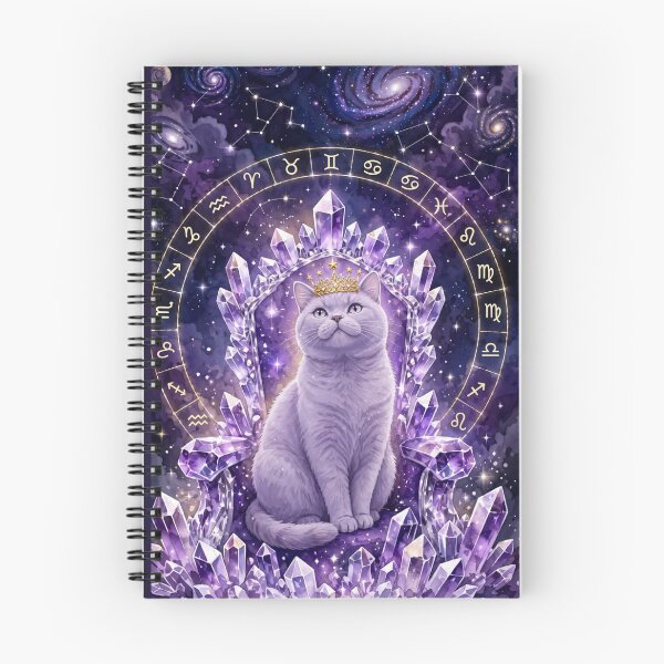 Item preview, Amethyst Throne Zodiac Cat King - Cosmic Astrology designed and sold by Moody Vibes Studio.