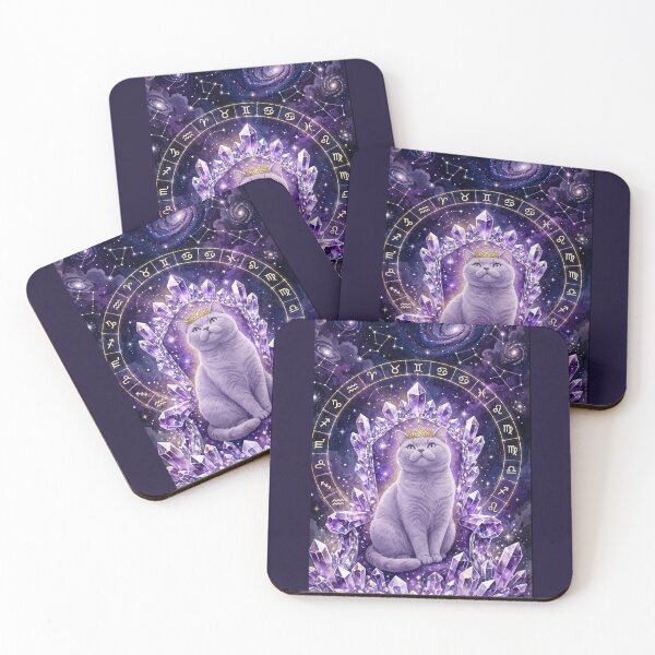 Item preview, Amethyst Throne Zodiac Cat King - Cosmic Astrology designed and sold by Luna's World - Moody Vibes Studio.