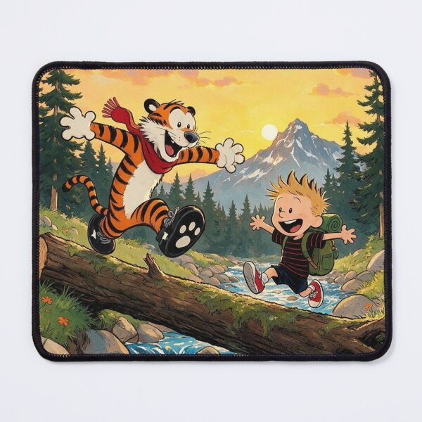 Item preview, Whimsical Boy and Tiger Wilderness Adventure Art - Nostalgic Comic Style Print designed and sold by BLUESKY11a.