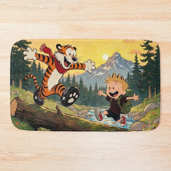 Item preview, Whimsical Boy and Tiger Wilderness Adventure Art - Nostalgic Comic Style Print designed and sold by BLUESKY11a.