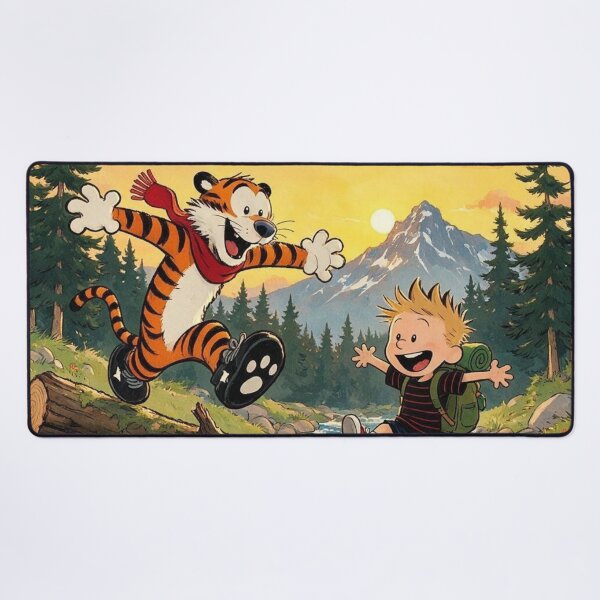 Item preview, Whimsical Boy and Tiger Wilderness Adventure Art - Nostalgic Comic Style Print designed and sold by BLUESKY11a.