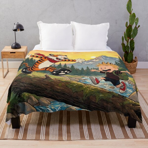 Item preview, Whimsical Boy and Tiger Wilderness Adventure Art - Nostalgic Comic Style Print designed and sold by BLUESKY11a.