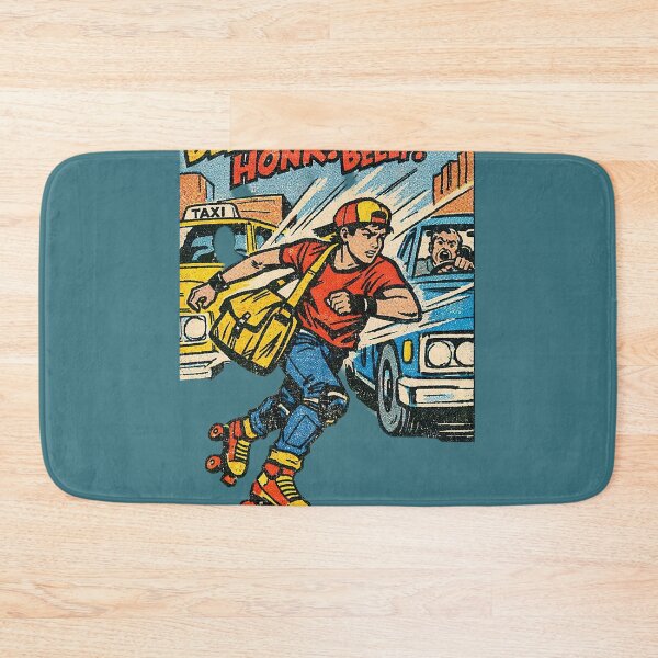 Artikelvorschau, Retro-Comic-Kunst: Rollschuhfahrer im Stadtverkehr | Vintage-Pop-Art-Rollschuhkurier entworfen und verkauft von Creatby7030.