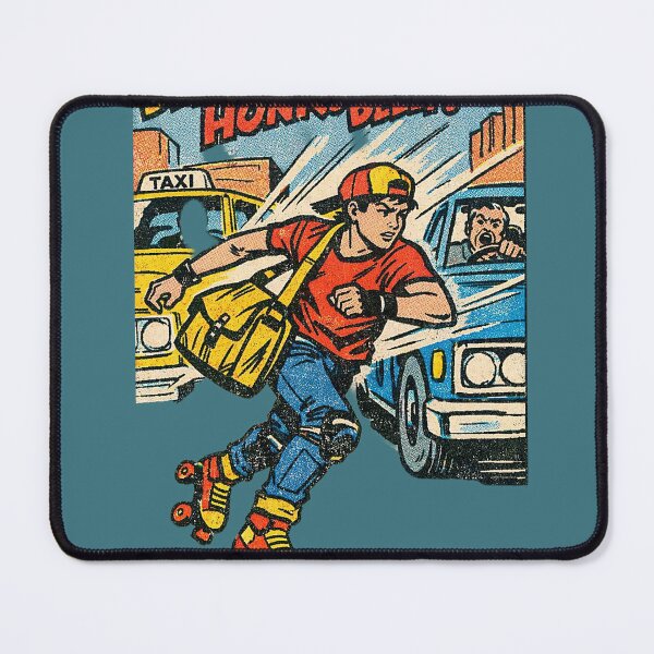 Item preview, Retro Roller Skater City Traffic Comic Art | Vintage Pop Art Skate Courier designed and sold by Creatby7030.