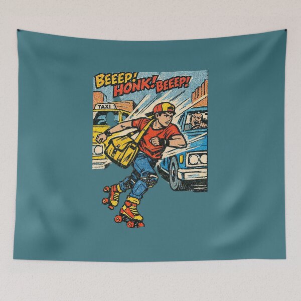 Item preview,  Retro Roller Skater City Traffic Comic Art | Vintage Pop Art Skate Courier  designed and sold by Creatby7030.