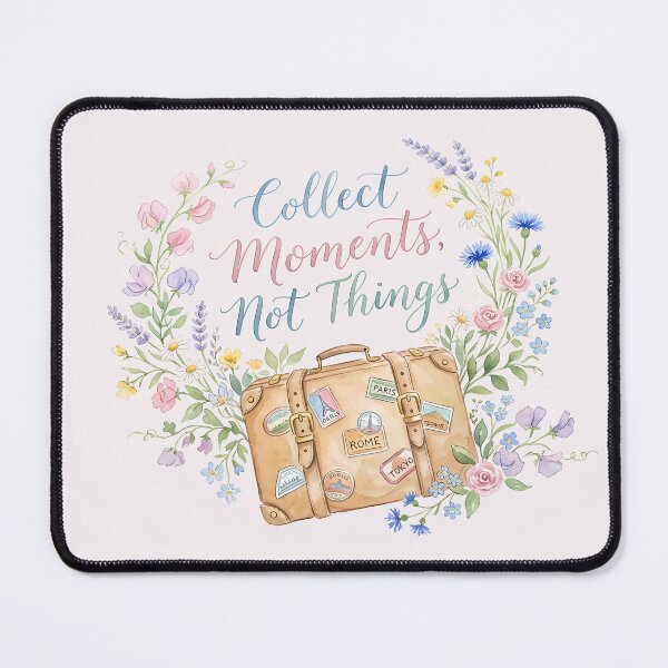 Item preview, Collect Moments Not Things Watercolor Floral Vintage Suitcase Travel Quote designed and sold by SuperMama1973.