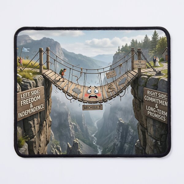 Item preview, Archibald Bridge Fear of Commitment Funny Cartoon designed and sold by Michaelragheb.
