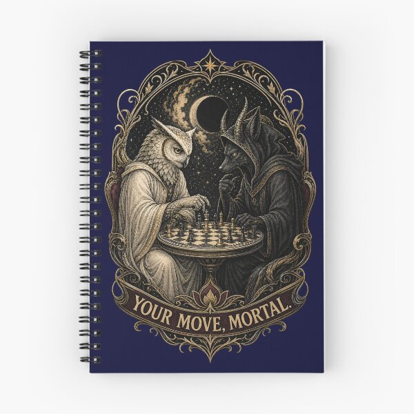 Item preview, Your Move Mortal - Dark Fantasy Owl and Horned Beast Playing Chess designed and sold by SVox.